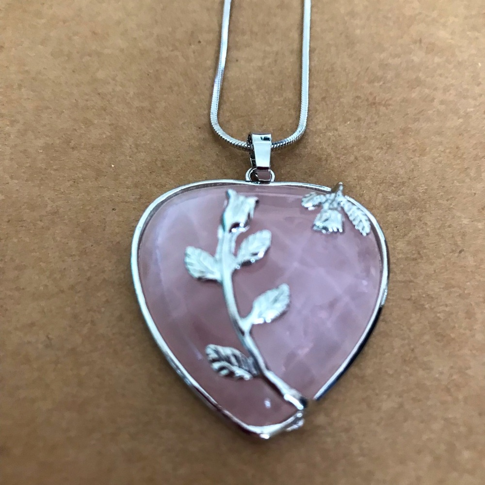 Pink and silver heart necklace